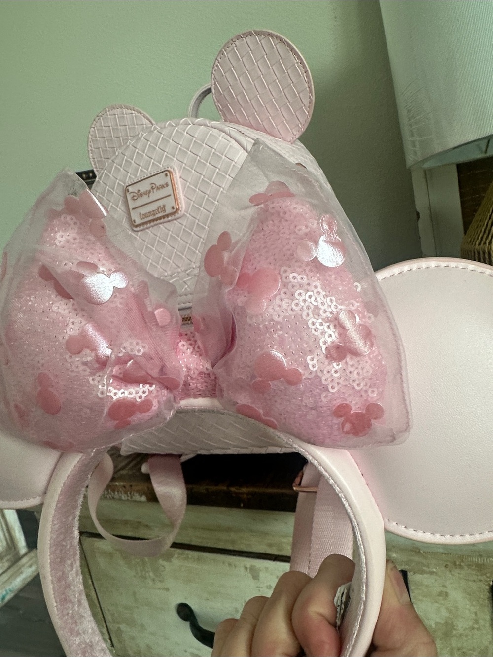 Disney Loungefly Pink Minnie Mouse Backpack with Matching Ears Disney - Picture 8 of 9